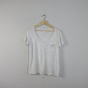 Club Monaco 100 Linen Top Women S White Shirt Scoop Neck Short Sleeve Summer 108